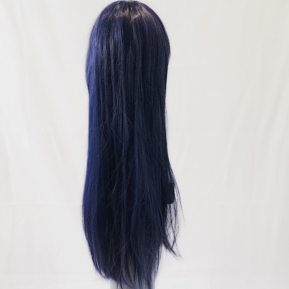 New Goddess length straight navy blue wig cosplay main image 6